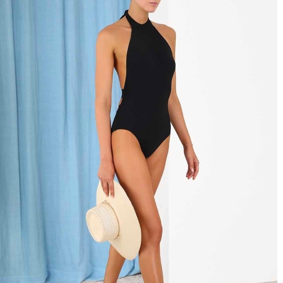 Zimmermann Halter One Piece Swimsuit in Noir - Picture 5 of 16